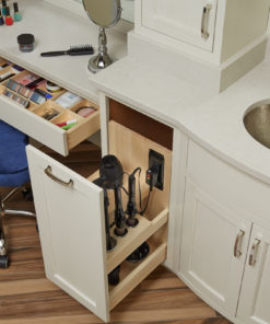 Custom hair tools charging station, and custom, maple drawer insert