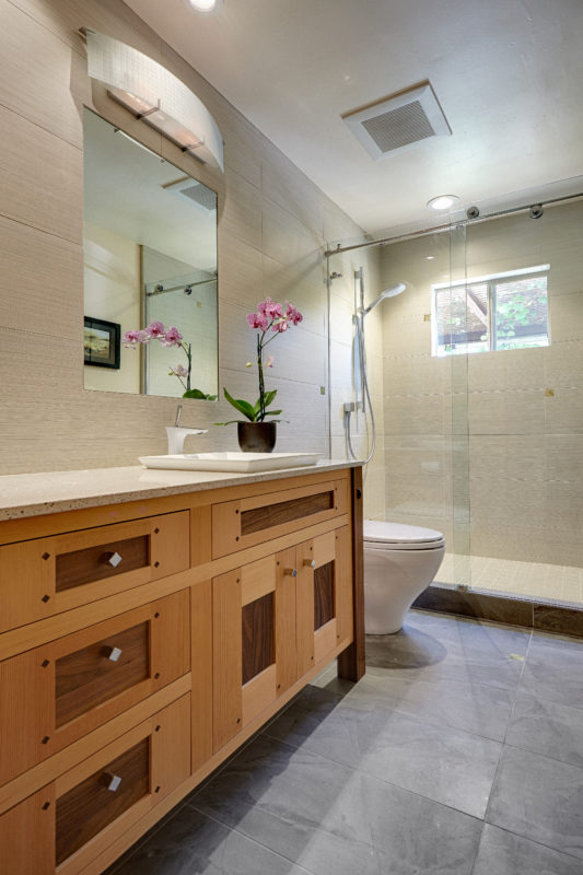 Natural Fir and Walnut Bathroom Vanity