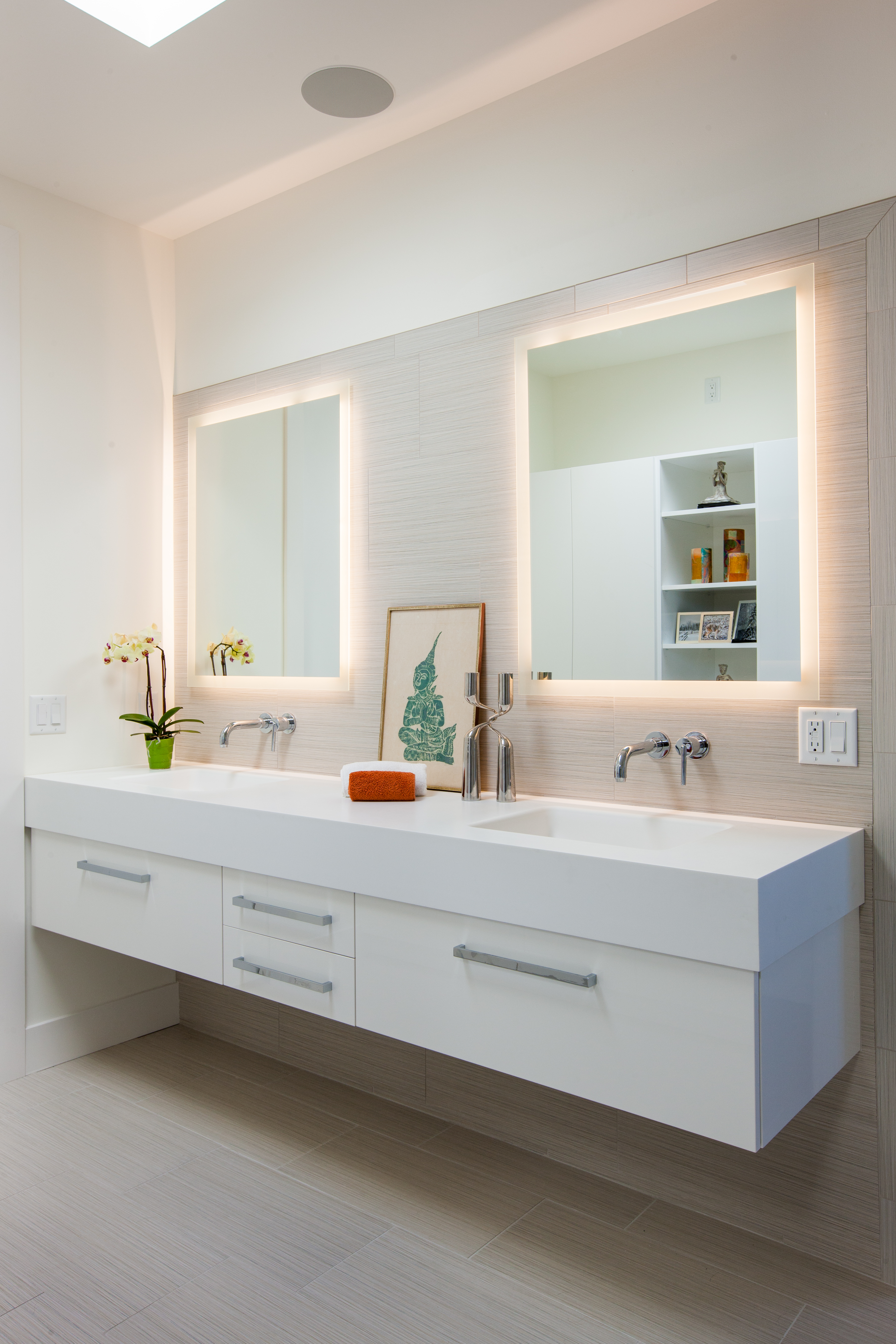 White Floating Bathroom Vanity - Crystal Cabinets