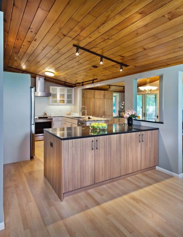 Matte White Kitchen with Arizona Cypress Storage Cabinets