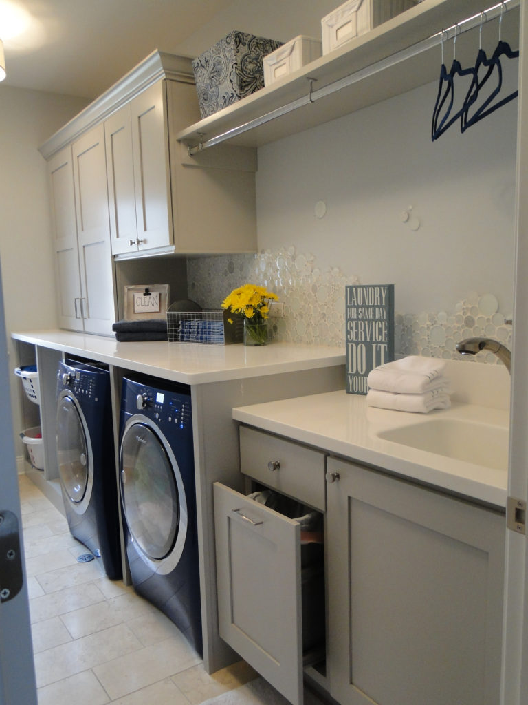 Light Grey Laundry Room - Crystal Cabinets