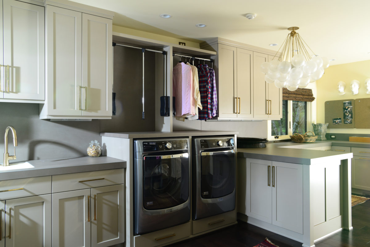 Off White Transitional Laundry Room Cabinets