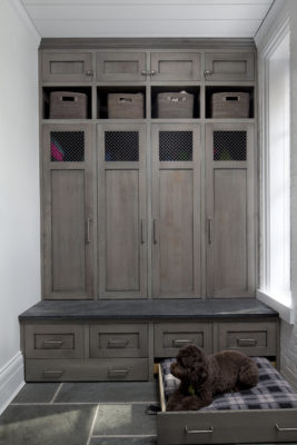 Medium Brown Mudroom with a Dog Bed Pullout