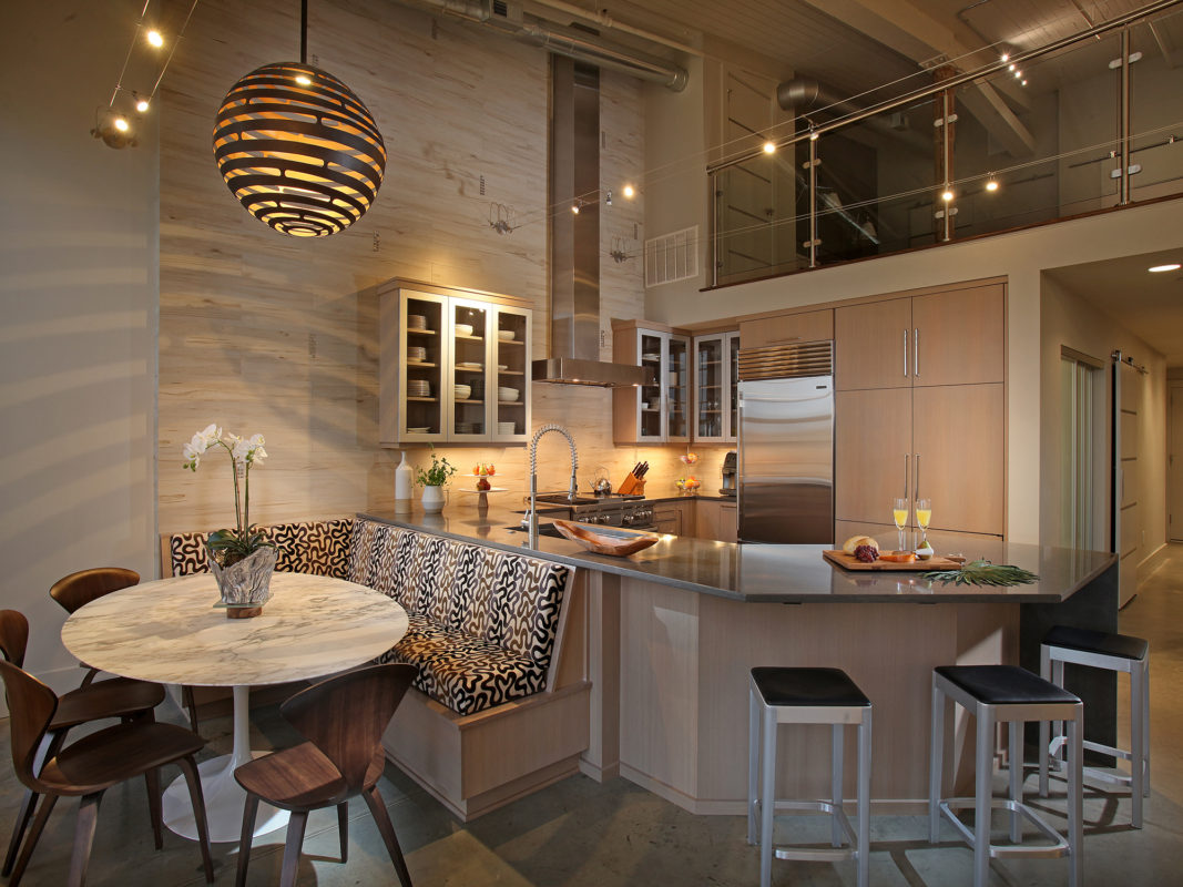City Loft Kitchen with a Medium Wood
