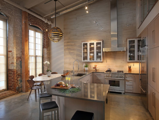 City Loft Kitchen with a Medium Wood - Crystal Cabinets