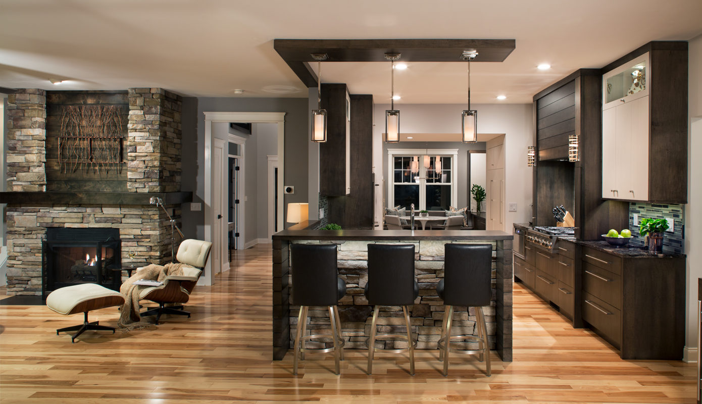 Contemporary Rustic Cabinets with a Dark Finish