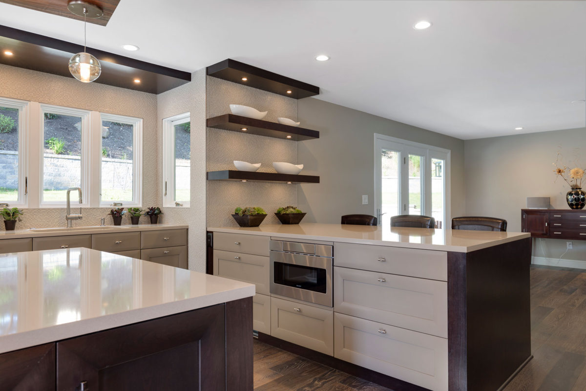 Custom Eclectic Cabinetry with Dark Tone Island