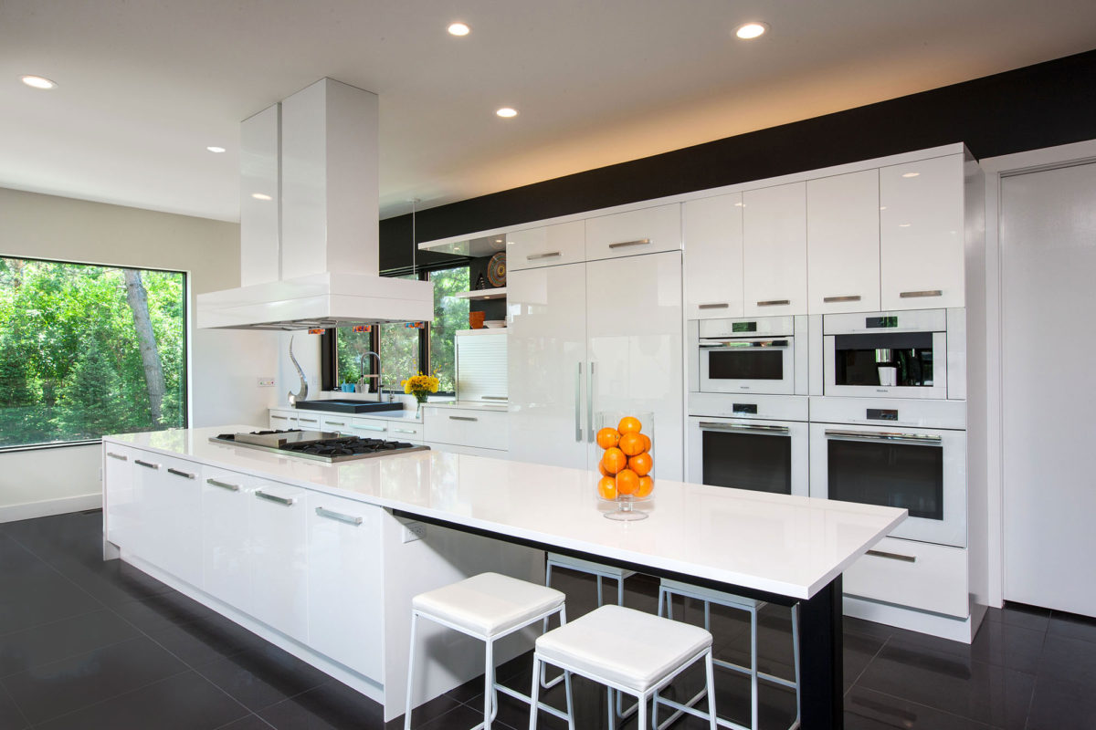 Glass White Modern Kitchen Cabinets
