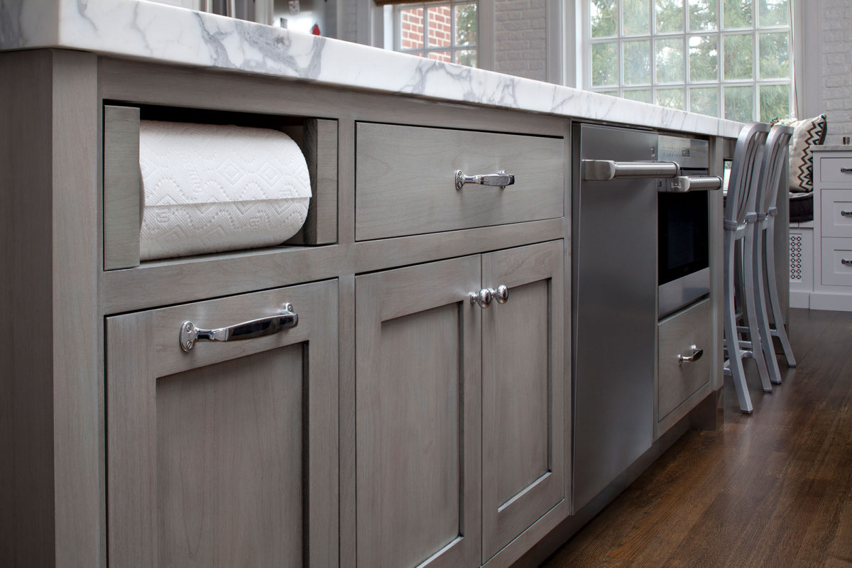Grey Blue Stained Island, How To Stain Cabinets Gray