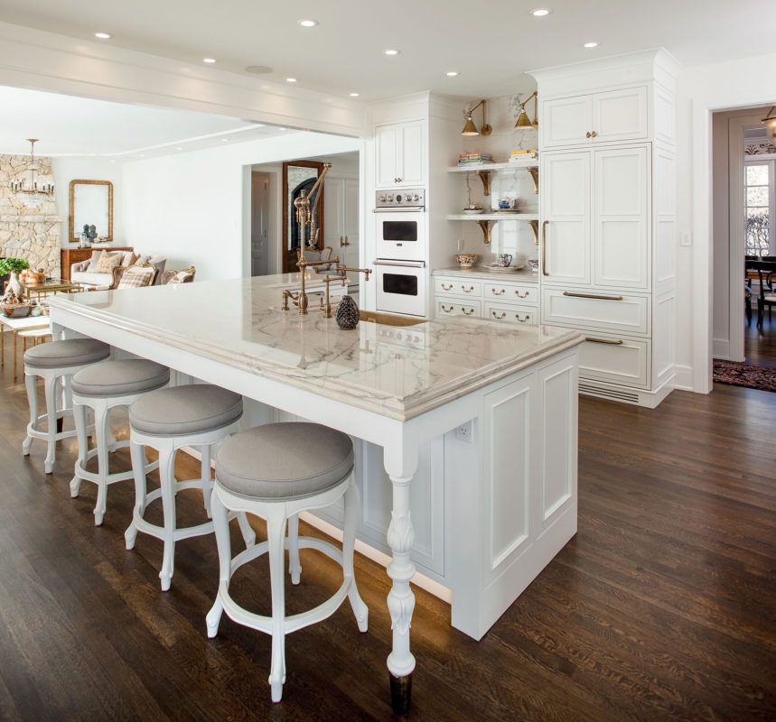 White Inset Kitchen with Gold Brass Accents