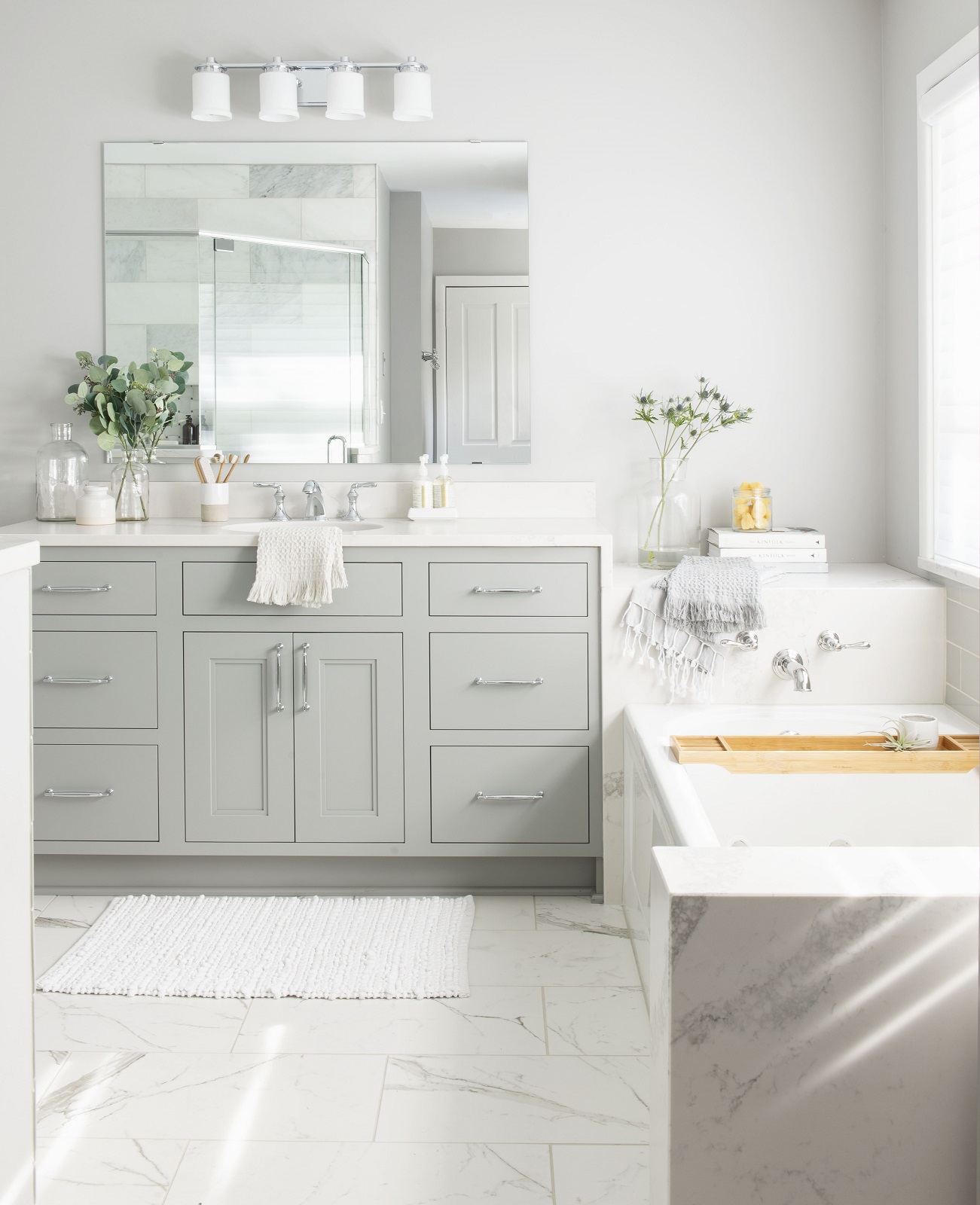 Transitional Gray Painted Spa Bathroom - Crystal Cabinets