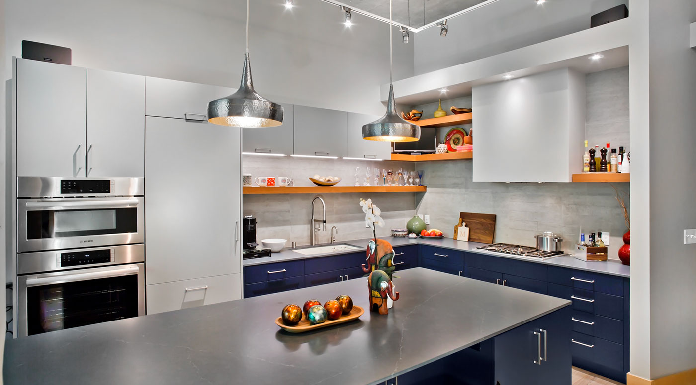 Blue & Grey Contemporary Kitchen