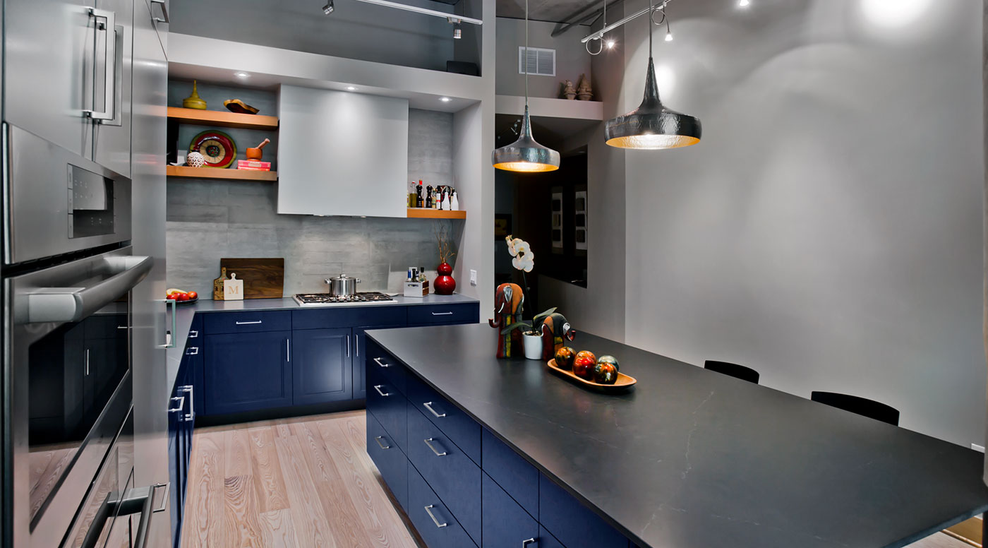 Blue & Grey Contemporary Kitchen