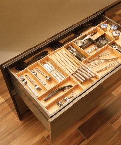 Wood Cutlery Tray with Knife Block - Crystal Cabinets